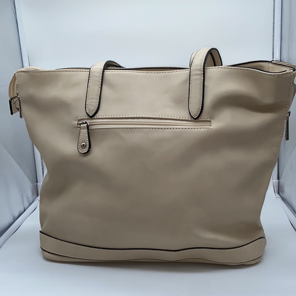 Cream Faux Leather Tote Bag / Purse - Picture 2 of 9